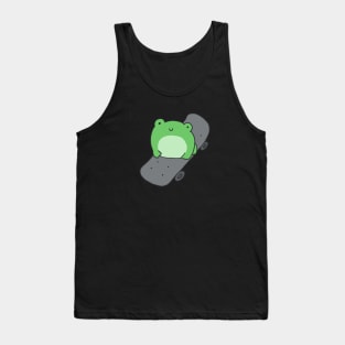 Cute Frog on Skateboard, Kawaii Cottagecore Aesthetic Frog, Skating Cartoon Lover Tank Top